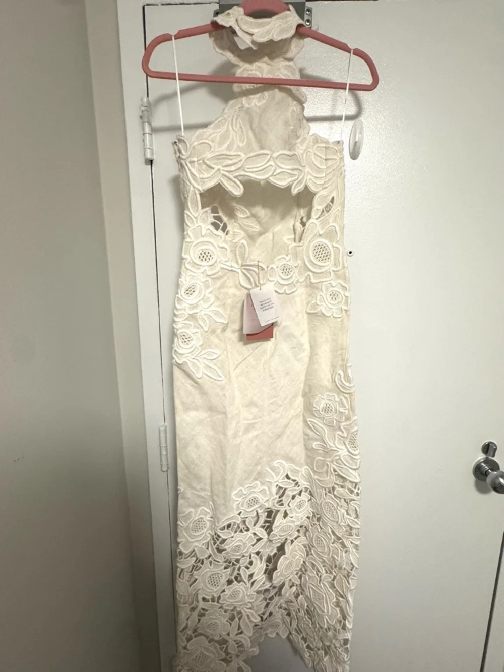 cult gaia White Tamara Lace Halter Maxi Gown - Picture 4 of 5